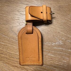 Louis Vuitton Leather Luggage Tag and Poignet Set